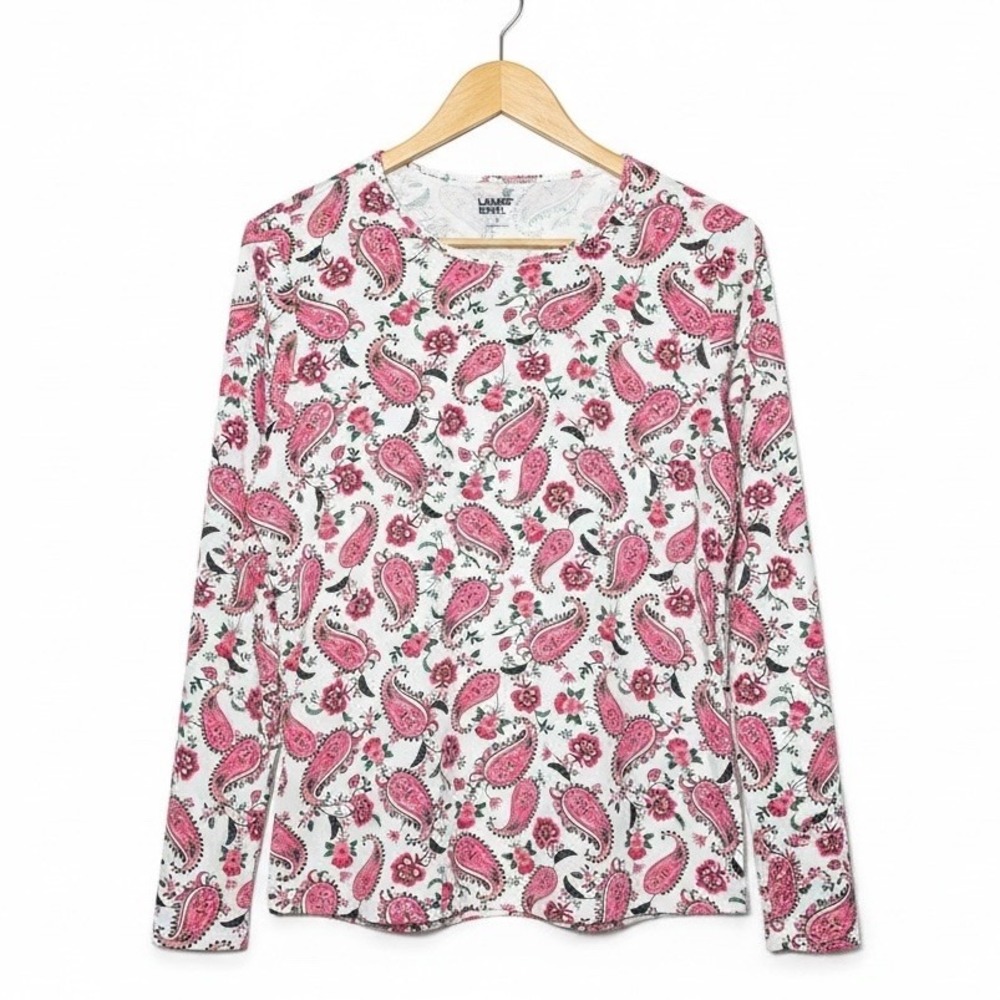 Lands' End Womens XL Paisley Floral UPF 50+ Long Sleeve Rash Guard Swim Resort